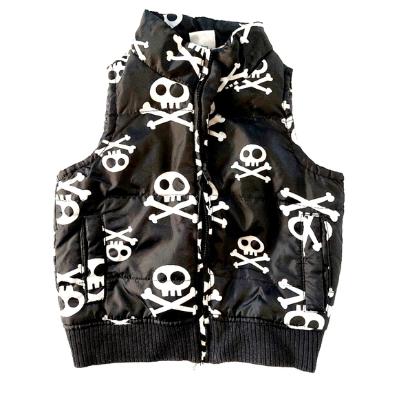 Pirates Of The Caribbean Skull and Bones Winter Puffy‎ Vest Size 18-24m Disney - Picture 1 of 5